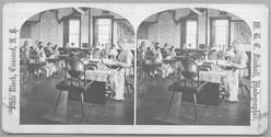 SA0202 - Room with teacher and pupils. Ads for other views on the back., Winterthur Shaker Photograph and Post Card Collection 1851 to 1921c